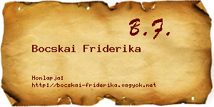 Bocskai Friderika névjegykártya